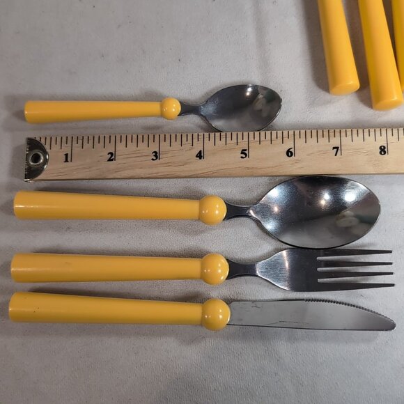 IKEA 15 Lot GRAMMATIK Vintage Flatware Yellow Plastic Fork Knives Spoon Cutlery - Picture 9 of 12
